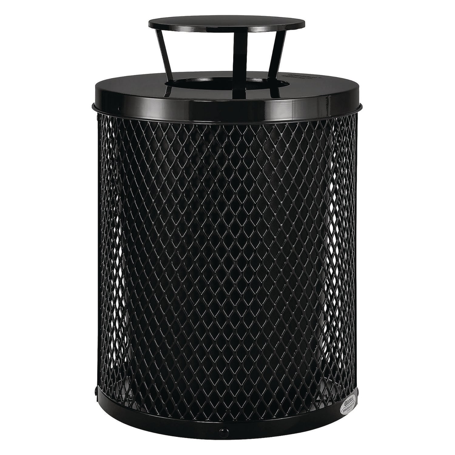 global-industrial-outdoor-diamond-steel-trash-can-rain-bonnet-lid-36-gal-black-gbe261926bk_1